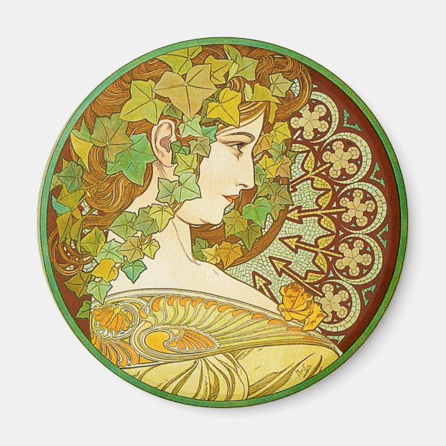 Alphonse Mucha Laurel Magnet (Front)