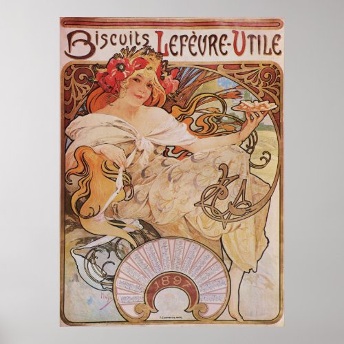 Alphonse Mucha Lefevre_Utile Biscuits 1896 Poster