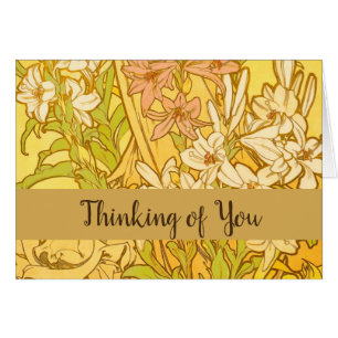 Alphonse Mucha Lily Flowers Pattern: Art Nouveau Cards