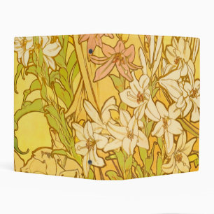 Alphonse Mucha Lily Flowers Pattern: Art Nouveau Mini Binder