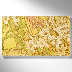 Alphonse Mucha Lily Flowers Pattern: Art Nouveau Name Tag