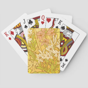 Alphonse Mucha Lily Flowers Pattern: Art Nouveau Poker Cards