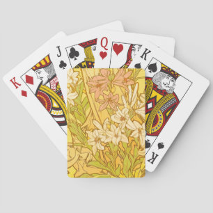 Alphonse Mucha Lily Flowers Pattern: Art Nouveau Poker Cards