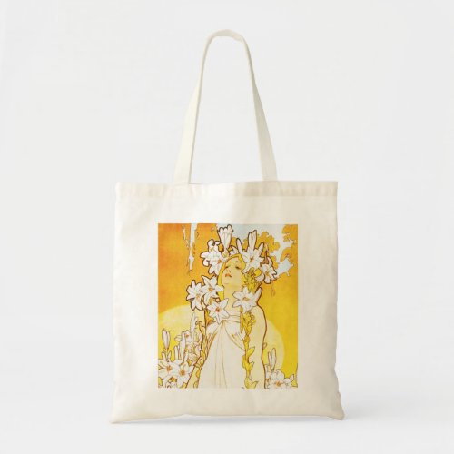 Alphonse Mucha Lily Tote Bag