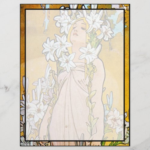 Alphonse Mucha _ Lily _ White Border