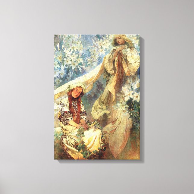 Alphonse Mucha Madonna of the Lilies Canvas Print (Front)