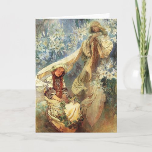 Alphonse Mucha Madonna of the Lilies Greeting Card