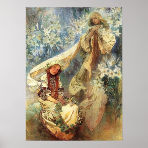 Alphonse Mucha Madonna of the Lilies Poster