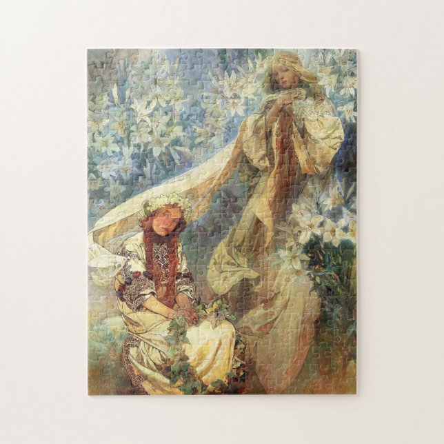 Alphonse Mucha Madonna of the Lilies Puzzle (Vertical)