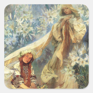 Alphonse Mucha Madonna of the Lilies Stickers