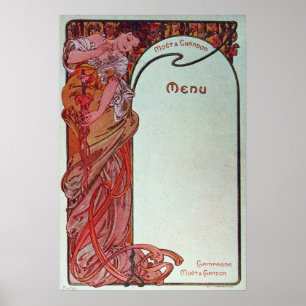 Alphonse Mucha Menu Poster