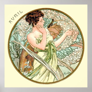 Alphonse Mucha Month Of April Poster