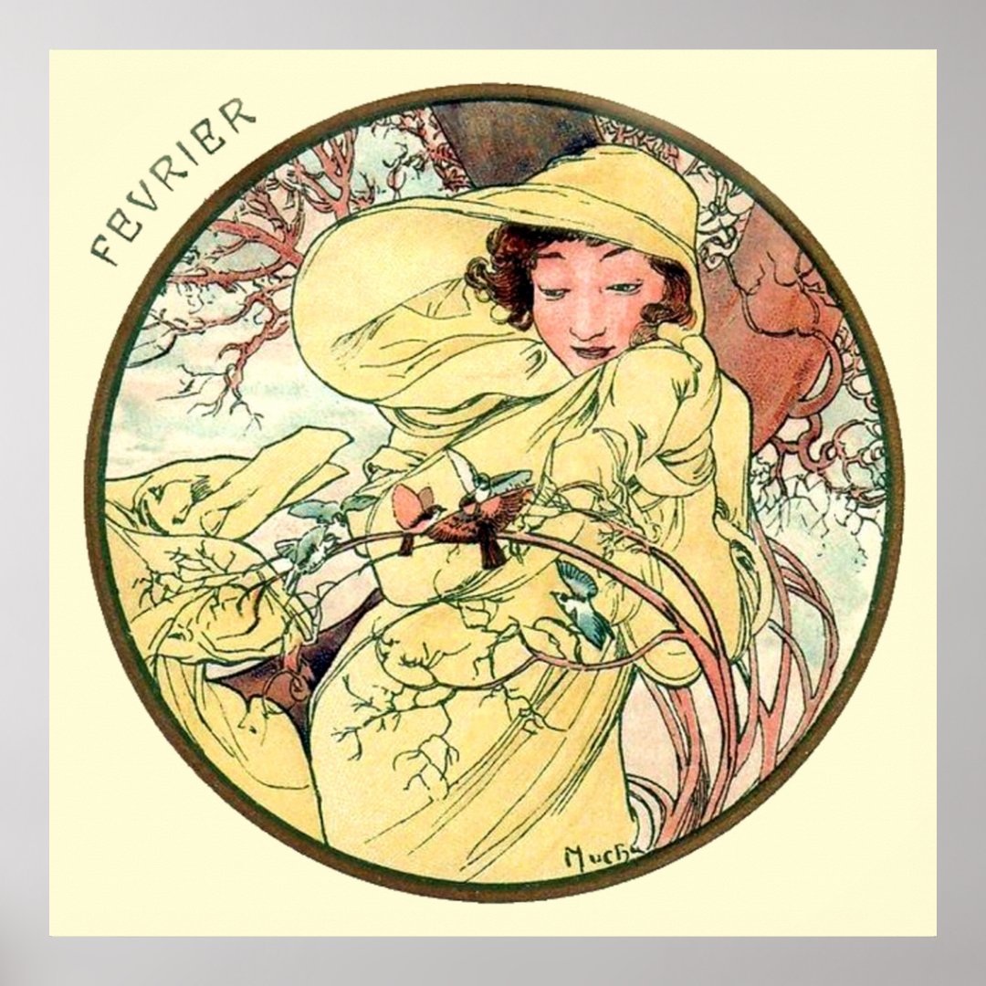 Alphonse Mucha Month Of February Poster | Zazzle