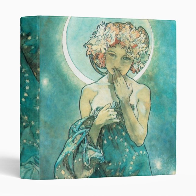 Alphonse Mucha Moonlight Clair De Lune Art Nouveau Binder (Front/Spine)