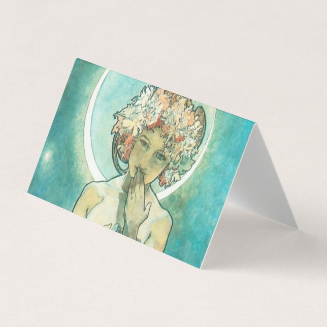 Alphonse Mucha Moonlight Clair De Lune Art Nouveau Business Card (Front)