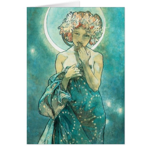 Alphonse Mucha Moonlight Clair De Lune Art Nouveau Cards (Front)
