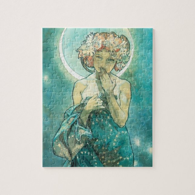 Alphonse Mucha Moonlight Clair De Lune Art Nouveau Jigsaw Puzzle (Vertical)