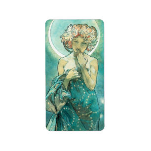 Alphonse Mucha Moonlight Clair De Lune Art Nouveau Label