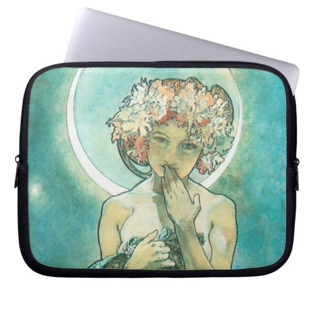 Alphonse Mucha Moonlight Clair De Lune Art Nouveau Laptop Sleeve (Front)