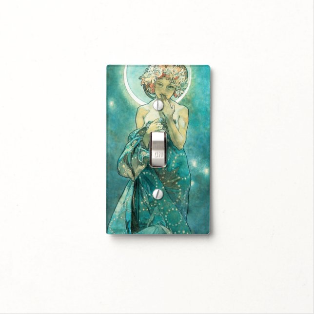 Alphonse Mucha Moonlight Clair De Lune Art Nouveau Light Switch Cover (In Situ)