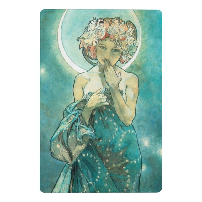 Alphonse Mucha Moonlight Clair De Lune Art Nouveau Mini Clipboard (Back)