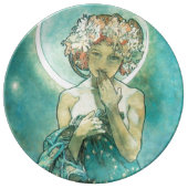 Alphonse Mucha Moonlight Clair De Lune Art Nouveau Porcelain Plate (Front)