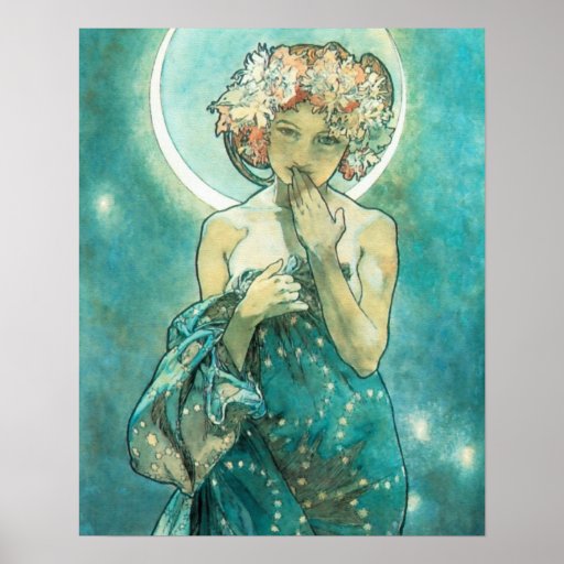 Alphonse Mucha Moonlight Clair De Lune Art Nouveau Poster | Zazzle