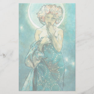 Alphonse Mucha Moonlight Clair De Lune Art Nouveau Stationery