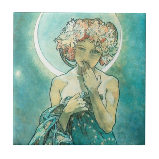 Alphonse Mucha Moonlight Clair De Lune Art Nouveau Tile | Zazzle.com