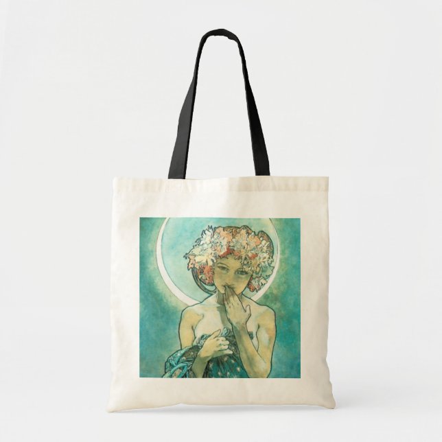 Alphonse Mucha Moonlight Clair De Lune Art Nouveau Tote Bag (Front)