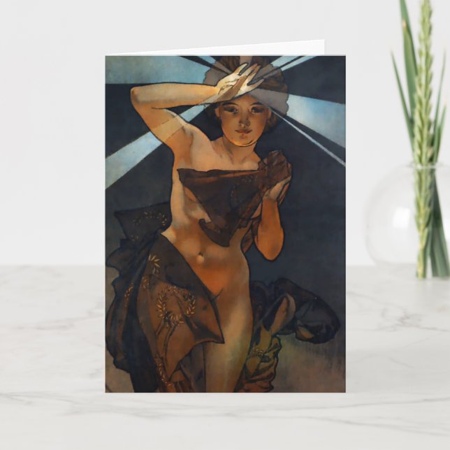 Alphonse Mucha Morning Star Greeting Card (Front)