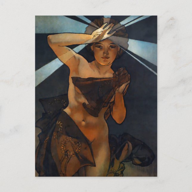 Alphonse Mucha Morning Star Postcard (Front)