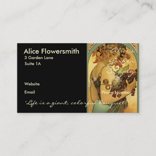 Customizable Alphonse Mucha Painting Business Card Template