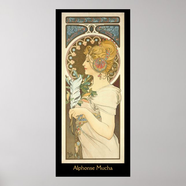Alphonse Mucha Painting on black Poster (Front)