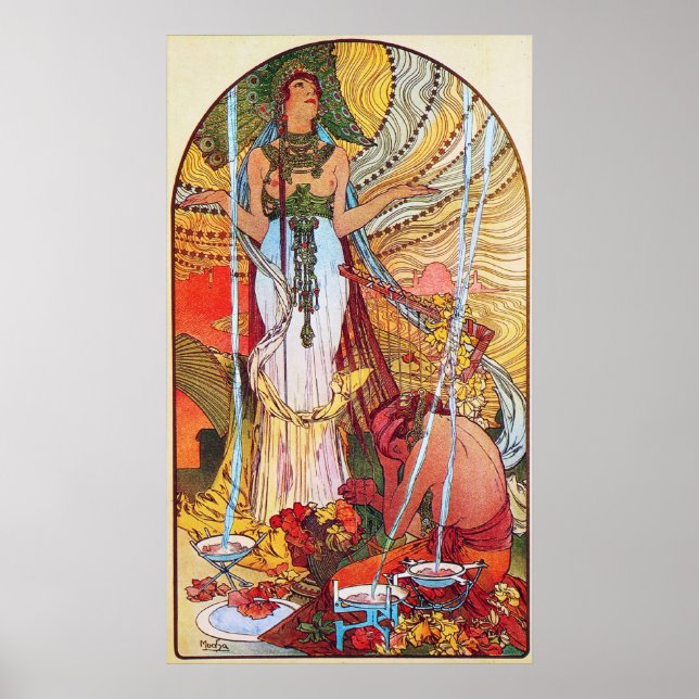 Alphonse Mucha Peacock art Poster (Front)