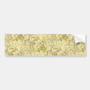 Alphonse Mucha Peonies Art Nouveau Floral Pattern Bumper Sticker
