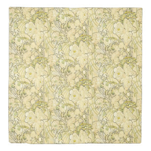 Alphonse Mucha Peonies Art Nouveau Floral Pattern Duvet Cover
