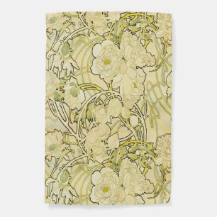 Alphonse Mucha Peonies Art Nouveau Floral Pattern Garden Flag