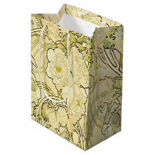 Alphonse Mucha Peonies Art Nouveau Floral Pattern Medium Gift Bag