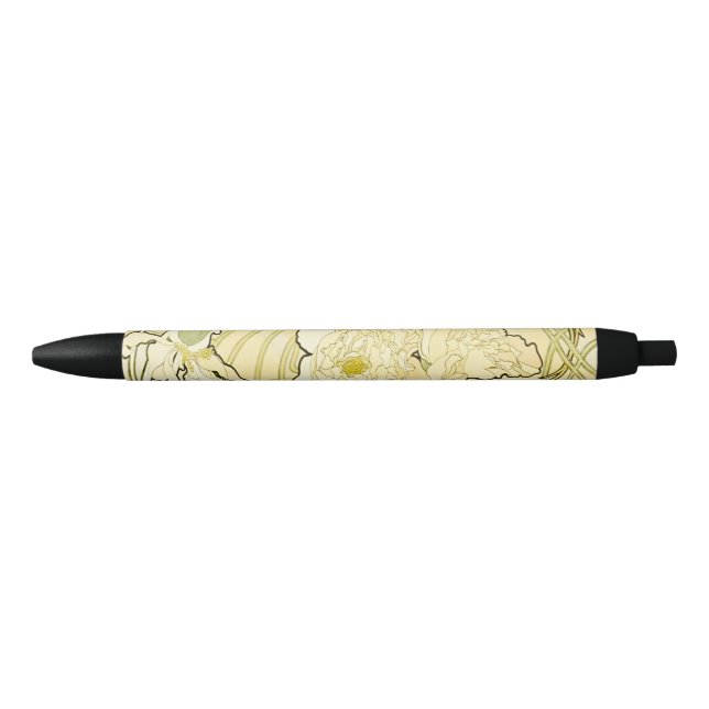Alphonse Mucha Peonies Art Nouveau Floral Pattern Pen (Front)