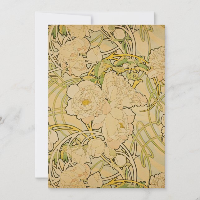 Alphonse Mucha -  Peonies Invitation (Front)