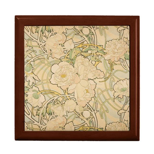 Alphonse Mucha Peonies Peony Roses Fawn 1897 Gift Box (Front)