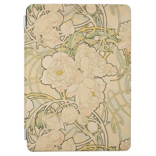 Alphonse Mucha Peonies Peony Roses Fawn 1897 iPad Air Cover
