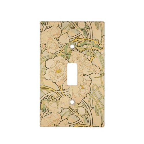 Alphonse Mucha Peonies Peony Roses Fawn 1897 Light Switch Cover