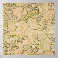 Alphonse Mucha Peonies Peony Roses Fawn 1897