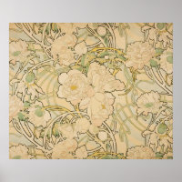 Alphonse Mucha Peonies Peony Roses Fawn 1897