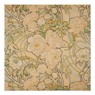 Alphonse Mucha - Peonies Poster