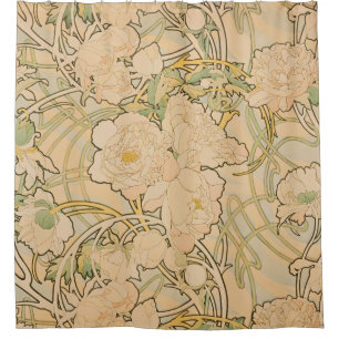 Alphonse Mucha - Peonies Shower Curtain