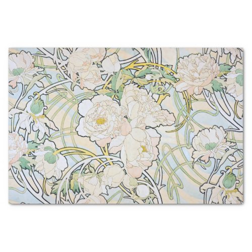 Alphonse Mucha Peonies Tissue Paper