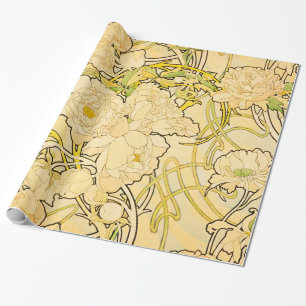 Alphonse Mucha - Peonies Wrapping Paper